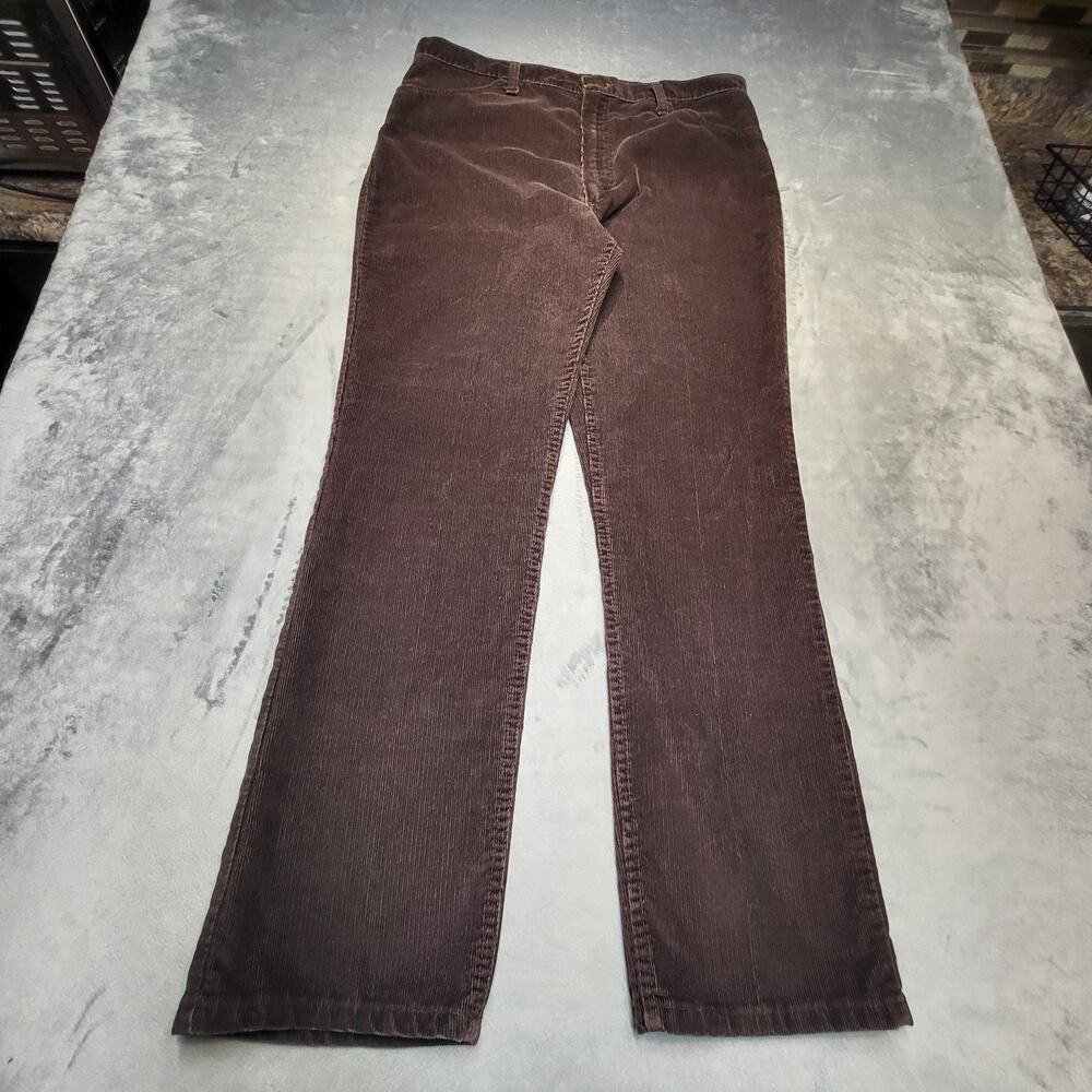 Vintage Rustler Pants Mens 38x32 Brown Corduroy Khakis Straight Made USA Talon